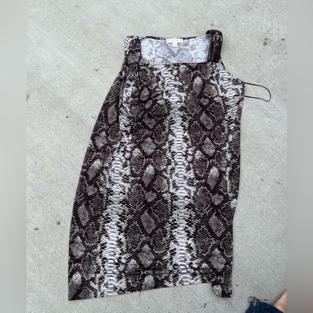 Snake Print Sleeveless Dress MICHAEL KORS, one leather buckle strap sz XL